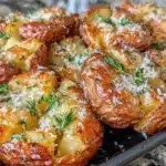 golden smashed yukon potatoes - featured image