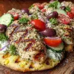Greek Chicken Flatbread Pizza - featured image
