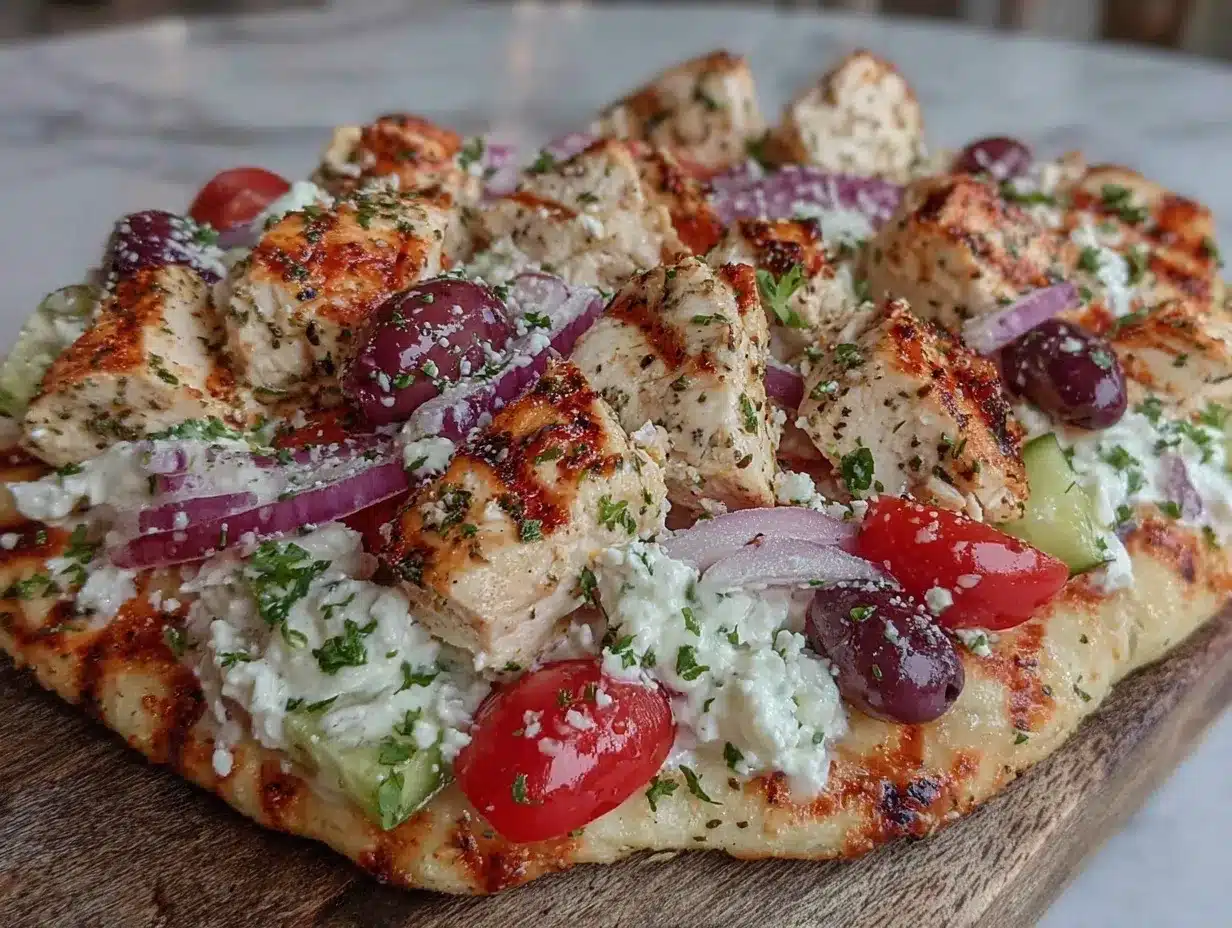 Greek Chicken Flatbread Pizza preparation steps