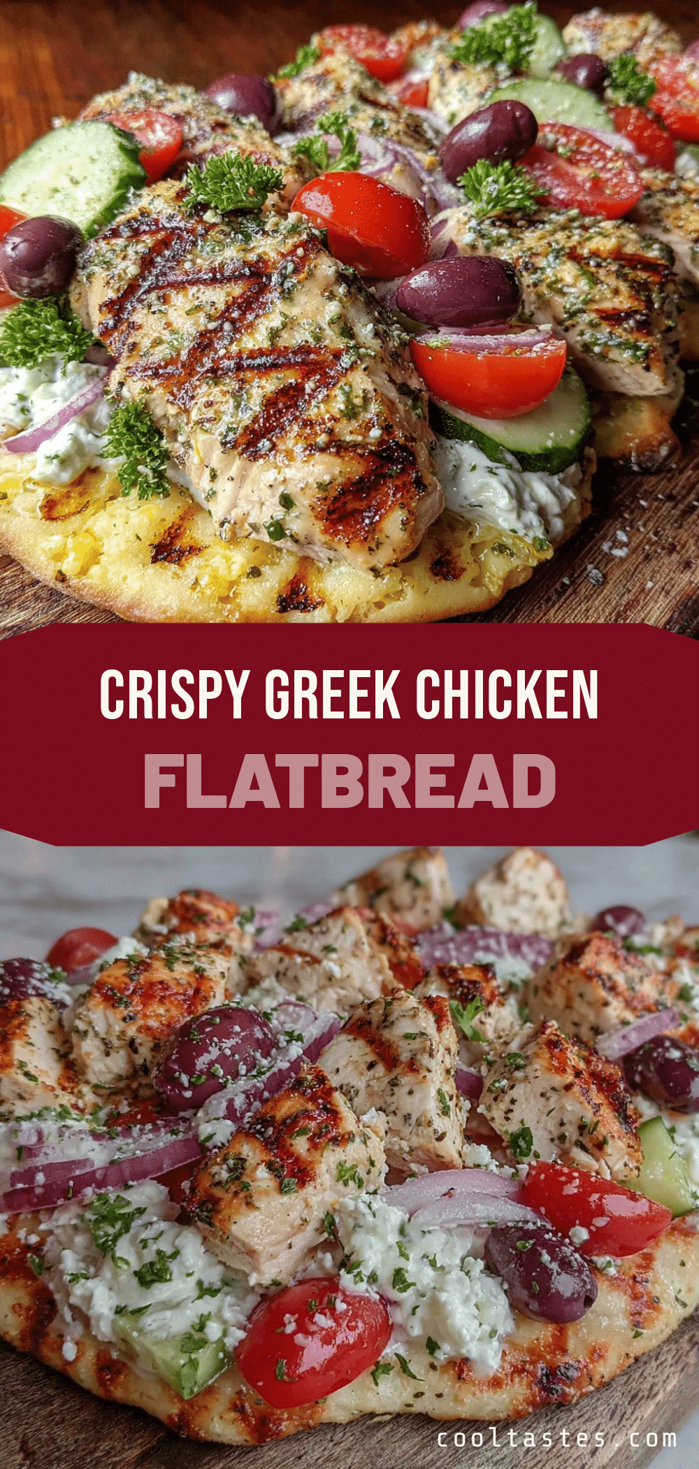 Greek Chicken Flatbread Pizza recipe