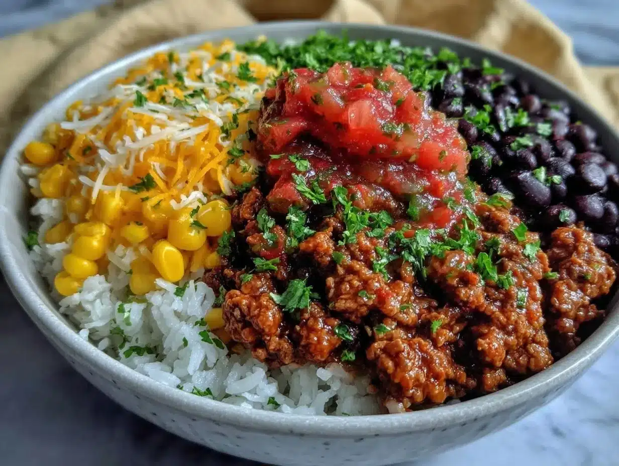 ground beef burrito bowl preparation steps