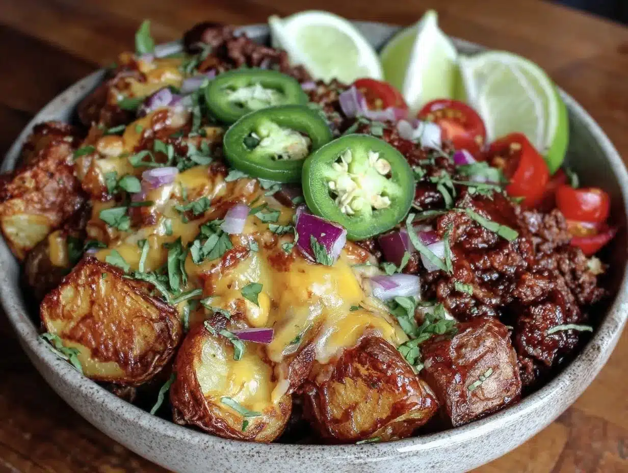 ground beef potato taco bowl meal prep preparation steps