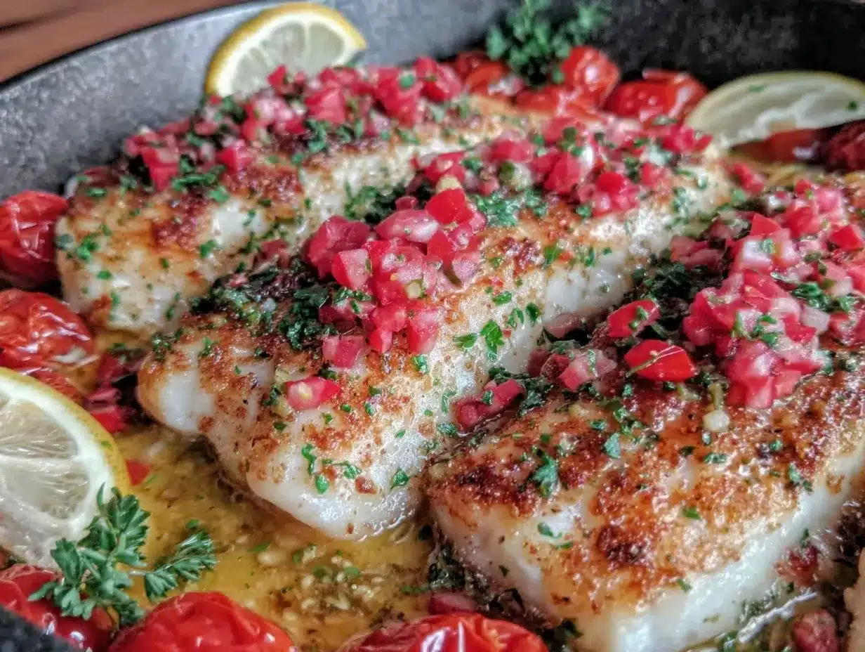 Mediterranean baked fish dinner preparation steps