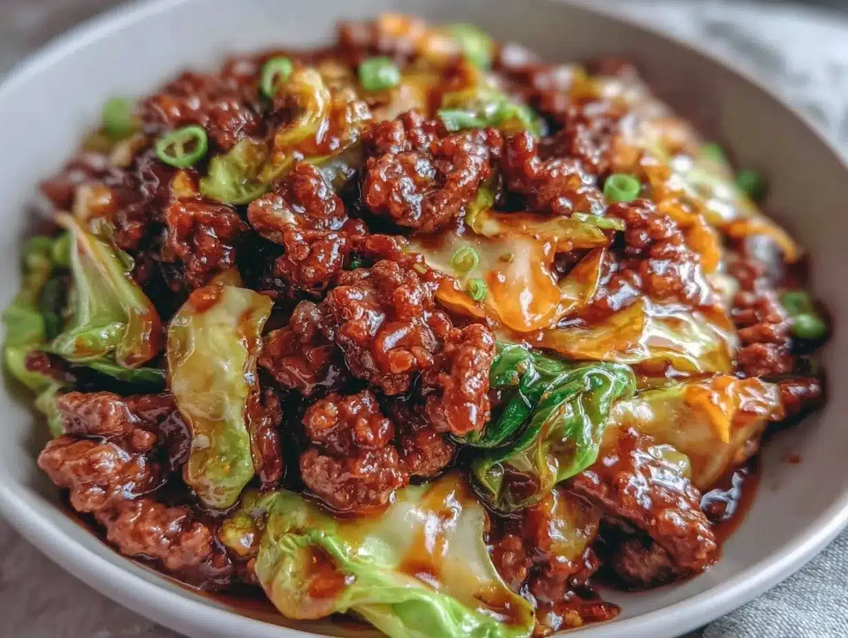 Mongolian ground beef cabbage preparation steps