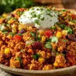 one-skillet ground turkey taco skillet - featured image