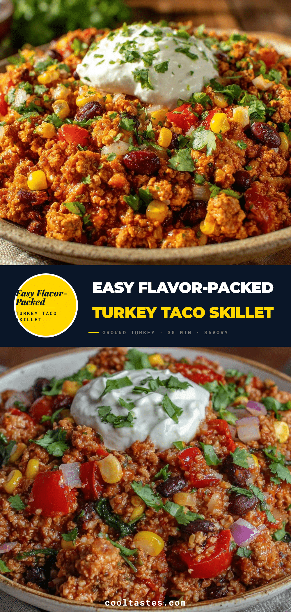one-skillet ground turkey taco skillet recipe