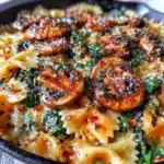 one-skillet Parmesan spinach mushroom pasta - featured image