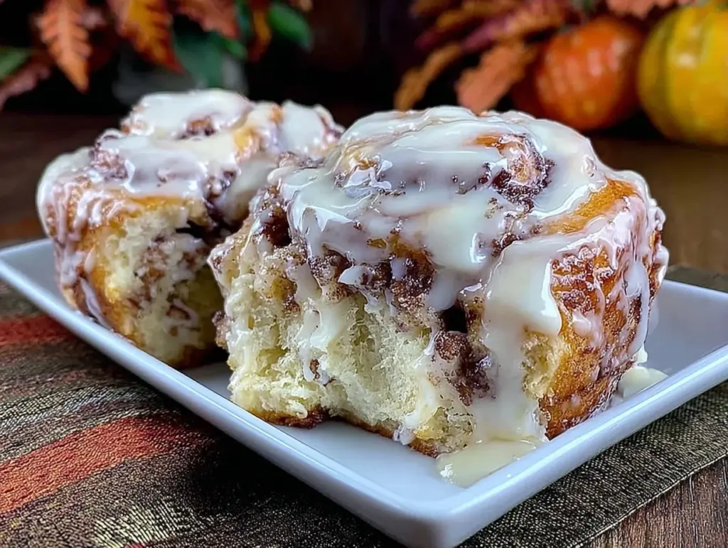 rich cinnamon rolls with heavy cream icing - featured image