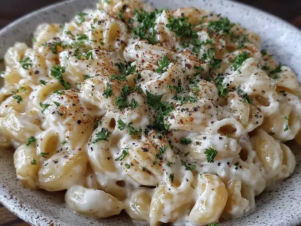 rich ditalini pasta with cheese sauce - featured image