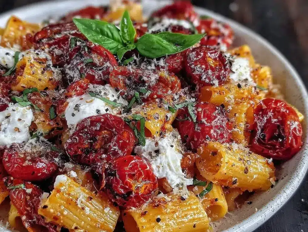 roasted tomato garlic ricotta pasta - featured image