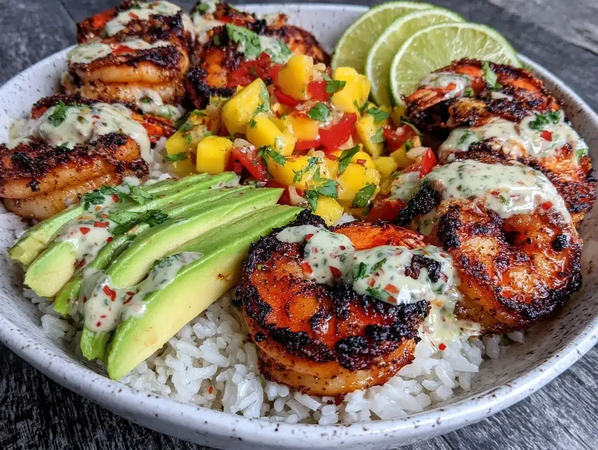 shrimp avocado bowls preparation steps