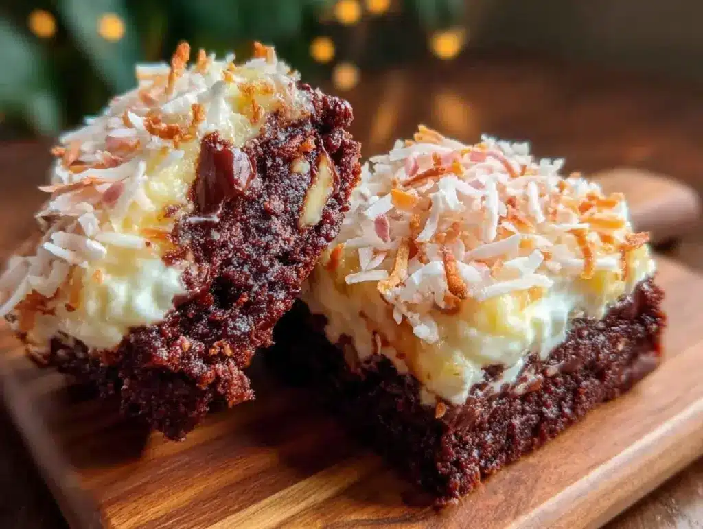 Sno Ball Brownies with marshmallow coconut - featured image