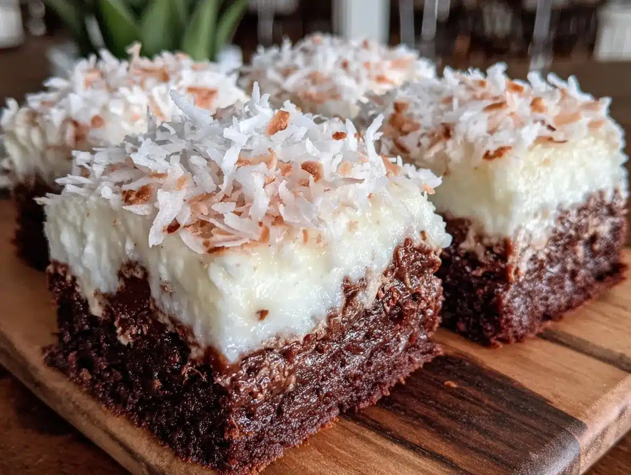 Sno Ball Brownies with marshmallow coconut preparation steps