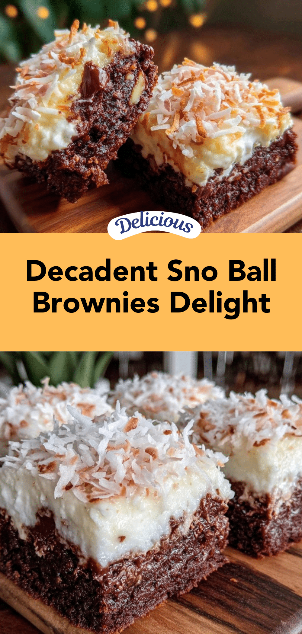 Sno Ball Brownies with marshmallow coconut recipe