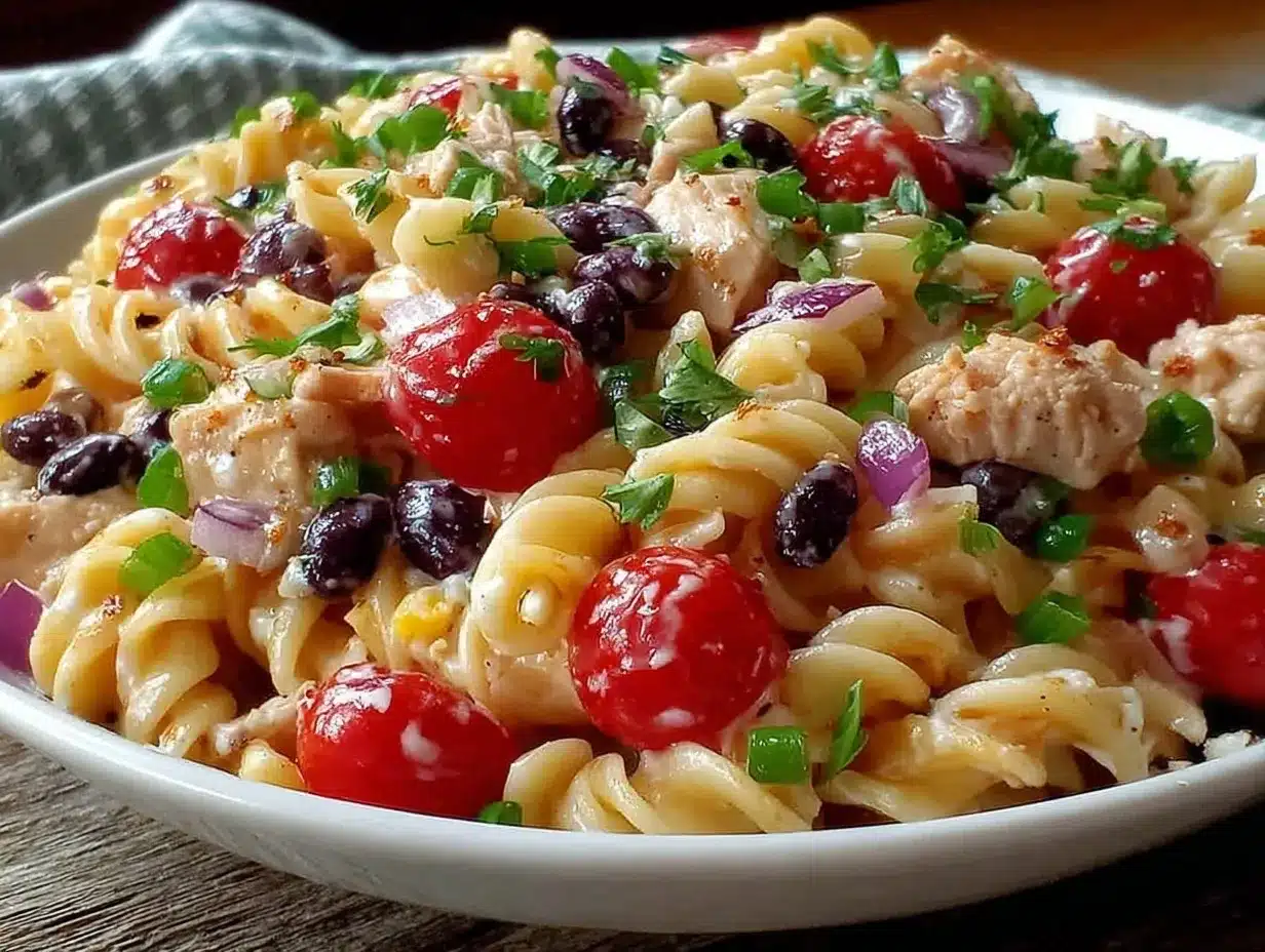 Southwestern chicken pasta salad preparation steps
