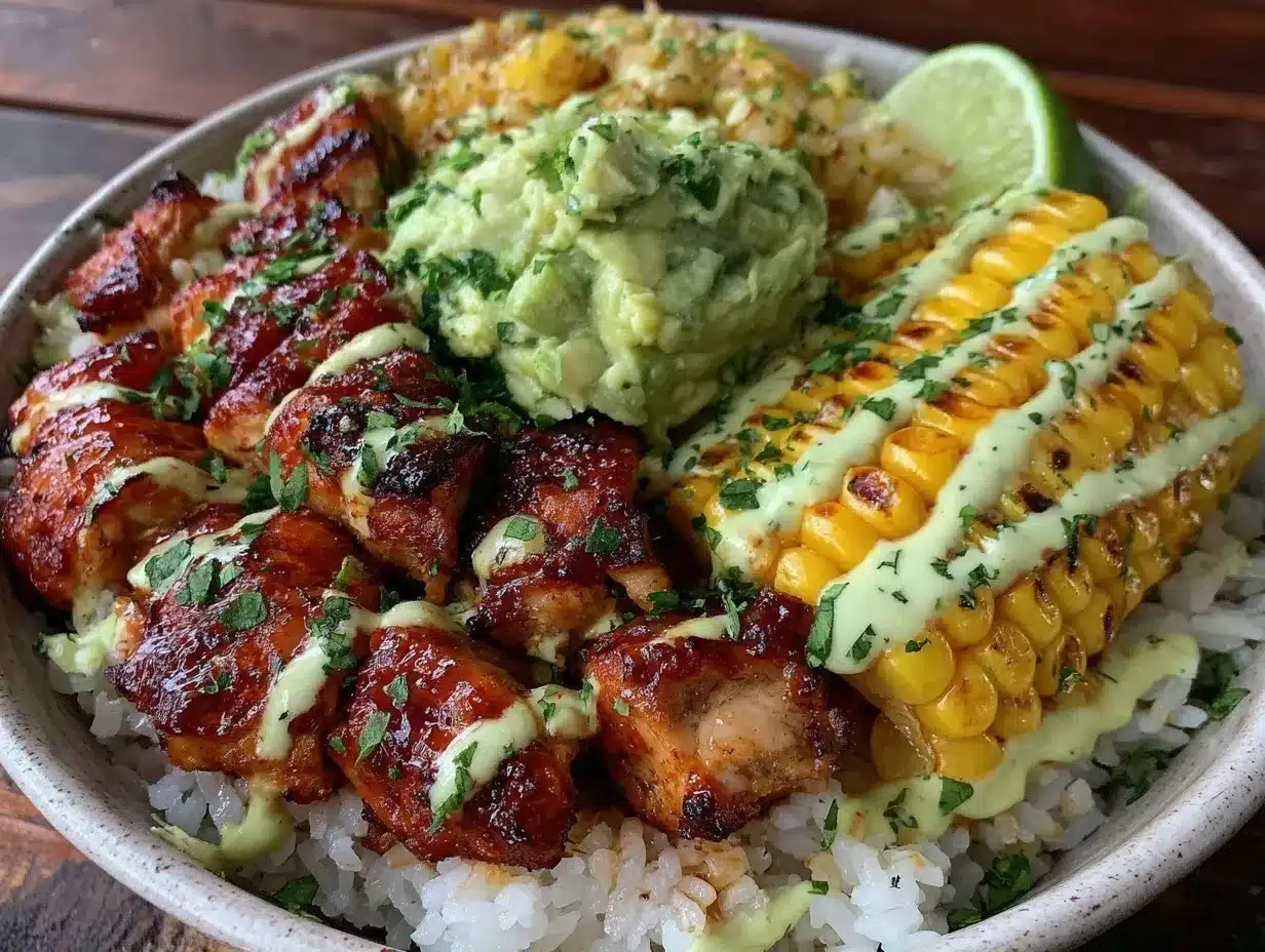 street corn chicken rice bowl meal prep preparation steps