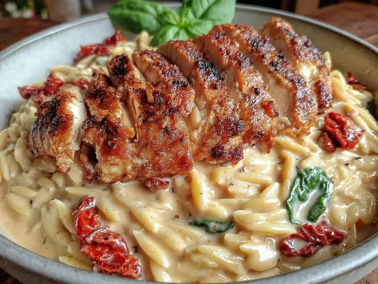Tuscan chicken orzo preparation steps