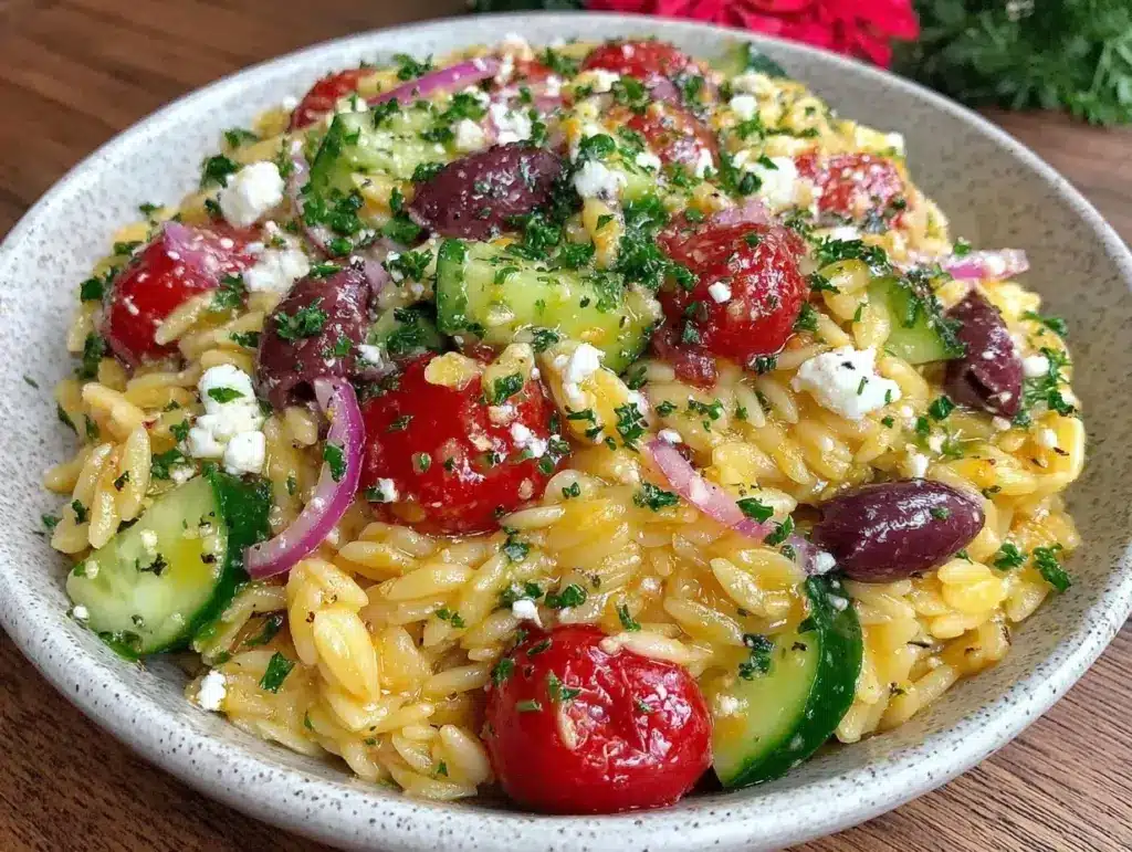zesty orzo pasta salad - featured image