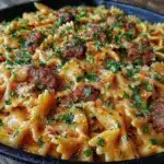 Cajun One-Skillet Beef Alfredo Bowties - featured image