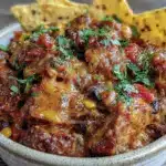 cheesy crockpot taco casserole dinner - featured image