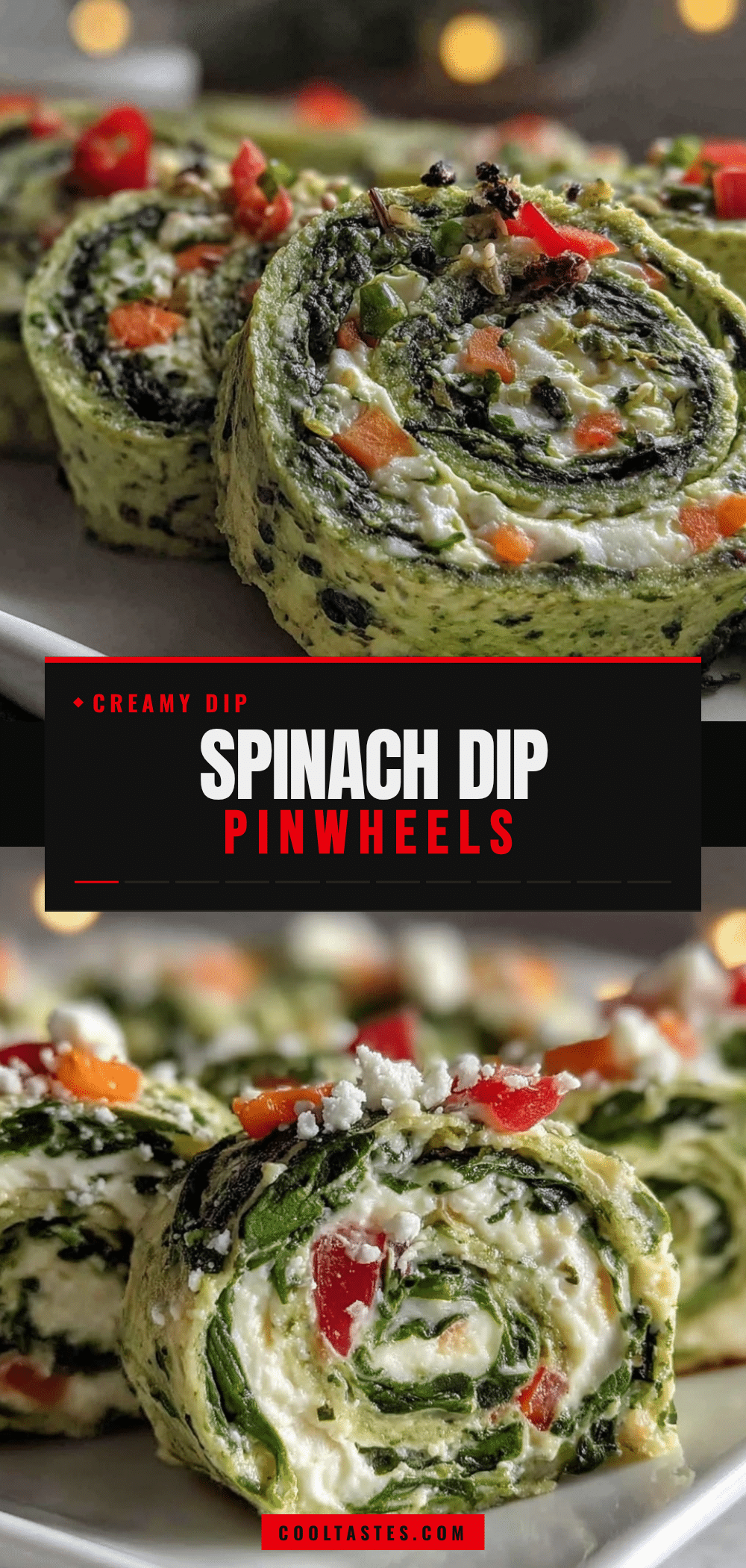 cheesy spinach dip pinwheels recipe