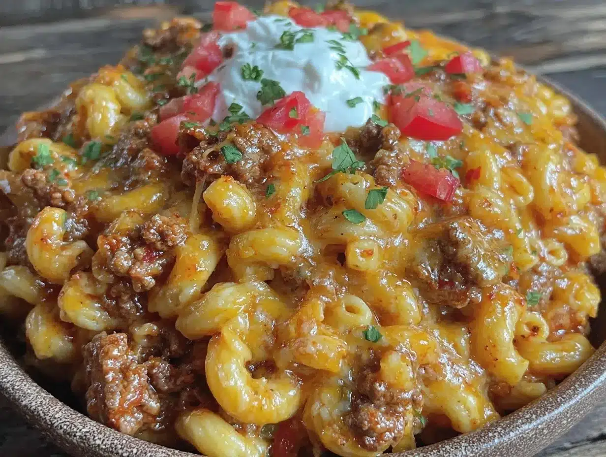 cheesy taco mac casserole dinner preparation steps