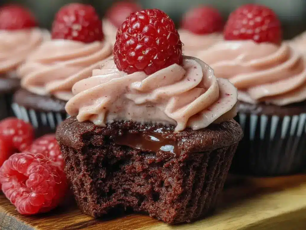 chocolate raspberry cupcakes - featured image