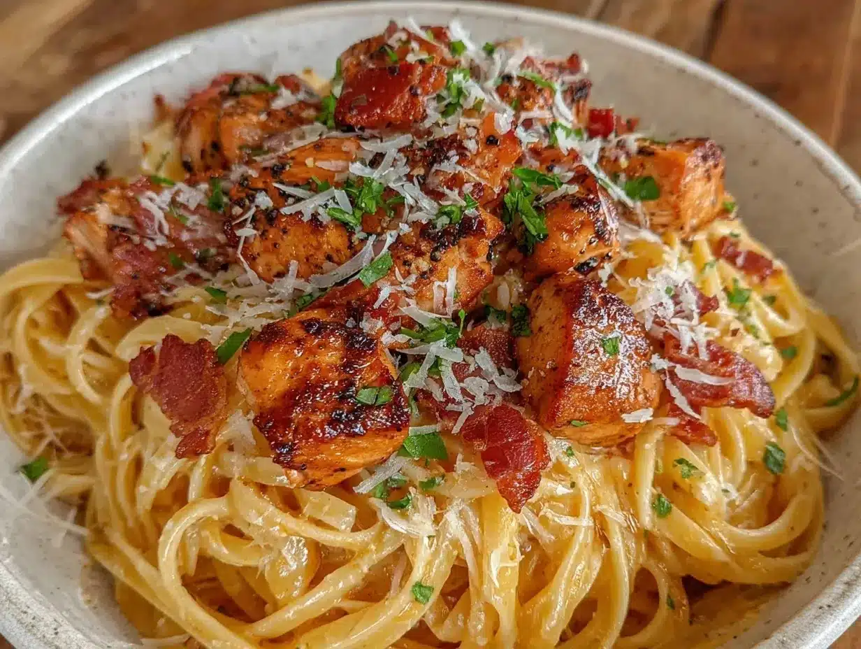 classic chicken carbonara pasta preparation steps