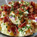 classic steakhouse potato salad with bacon - featured image