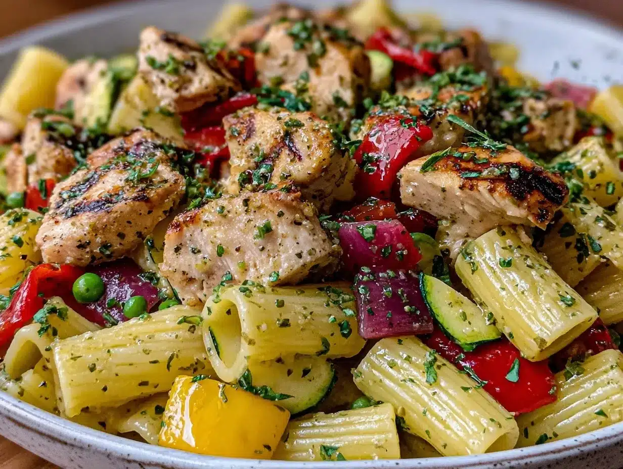 creamy chicken pasta with veggies preparation steps