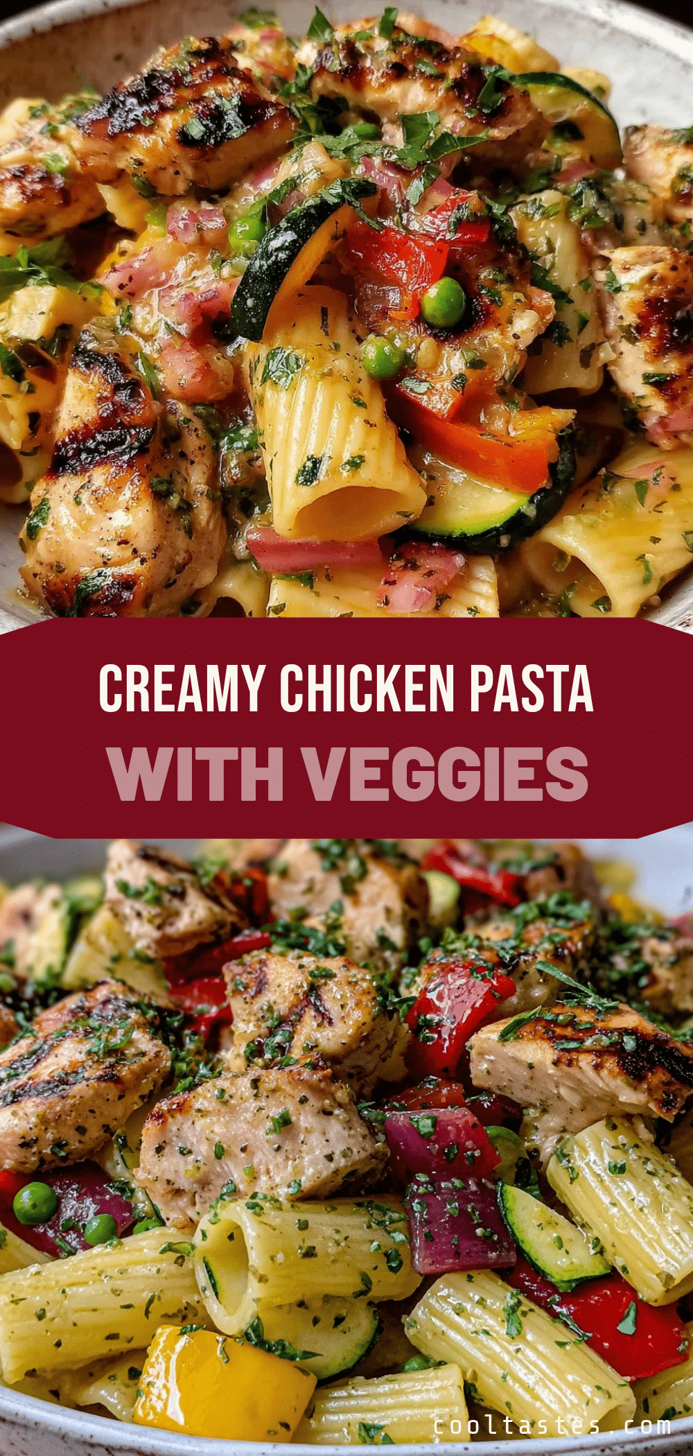 creamy chicken pasta with veggies recipe