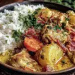 creamy chicken yellow curry - featured image