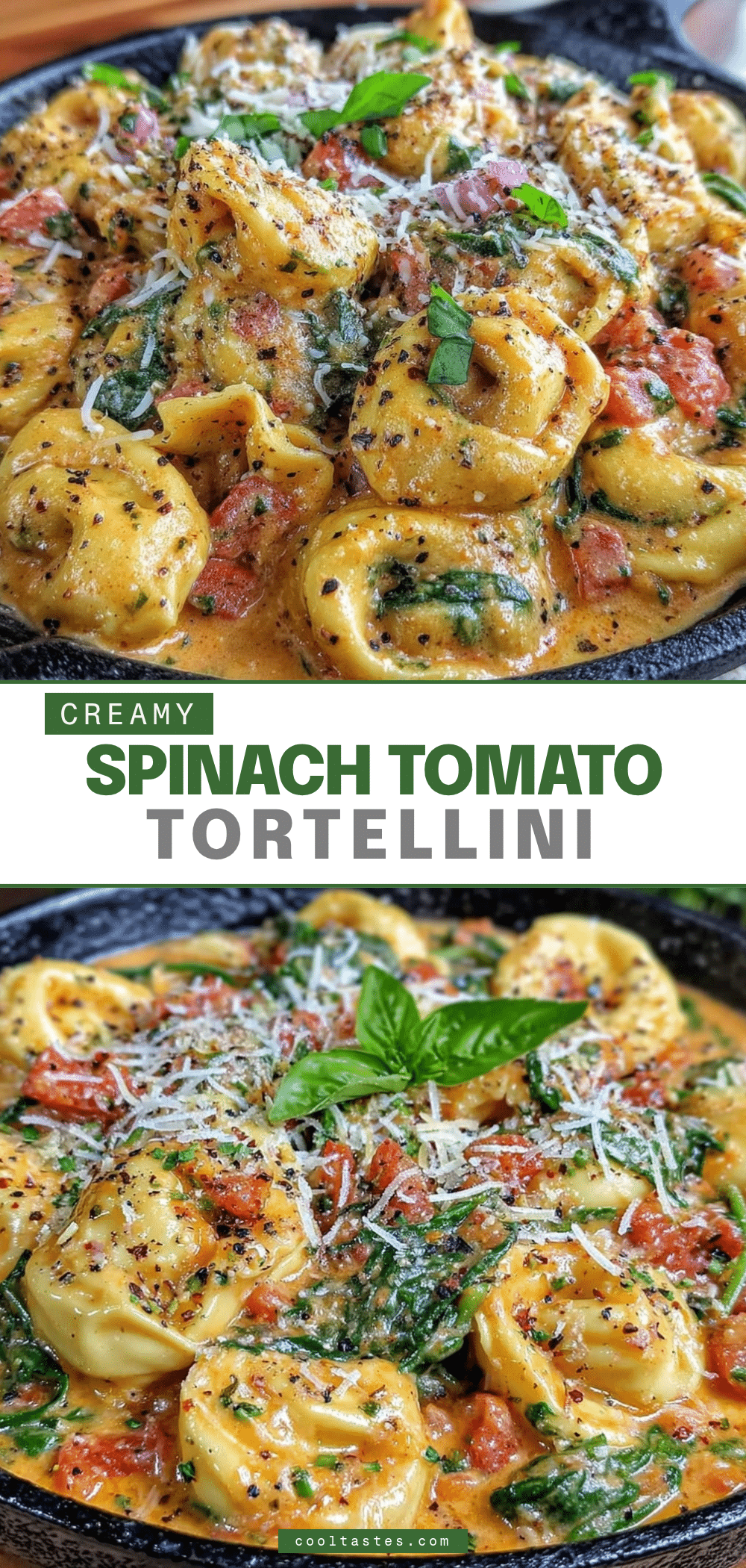 creamy spinach tomato tortellini pasta recipe