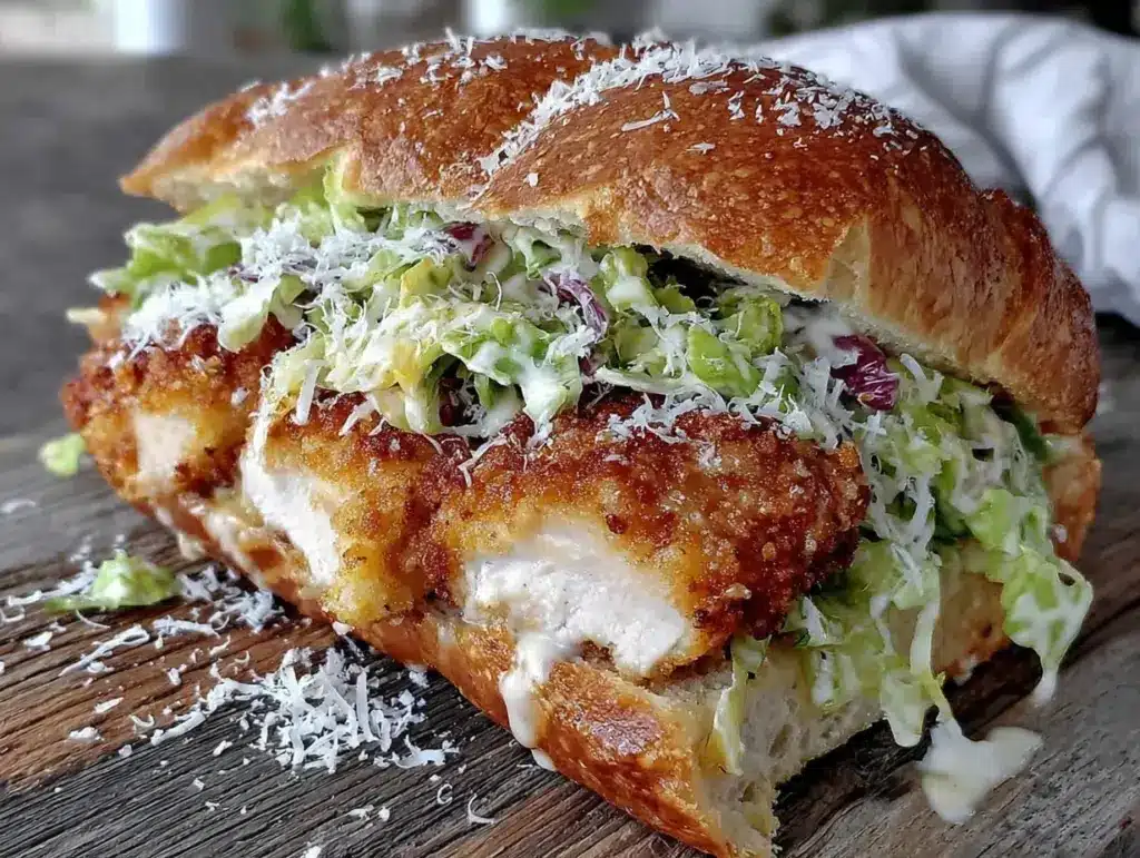 crispy chicken caesar sandwich - featured image