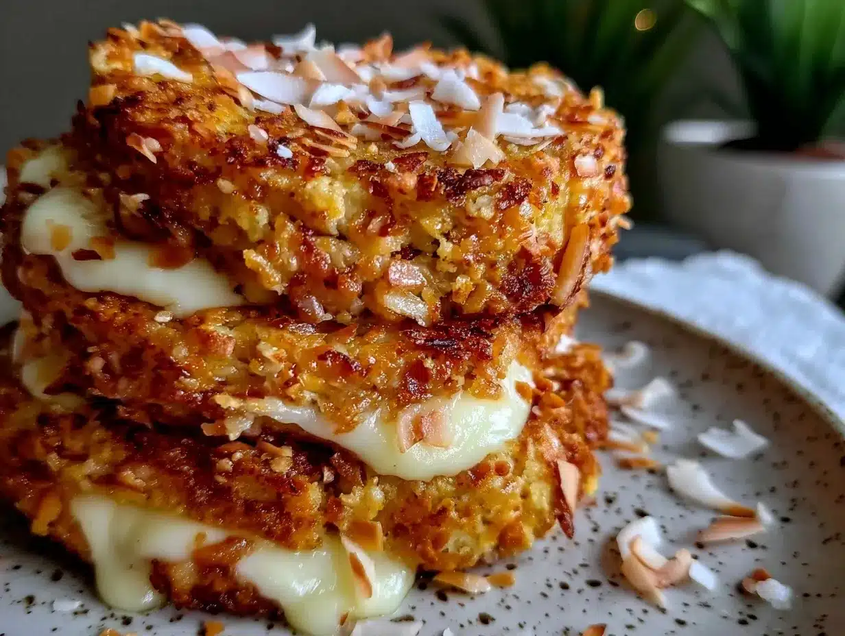 crispy coconut crusted stuffed french toast preparation steps