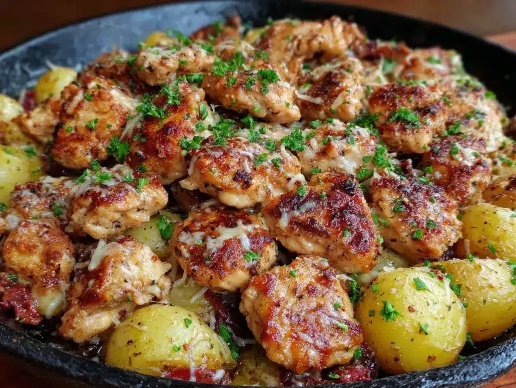 crispy one-pan garlic parmesan chicken - featured image