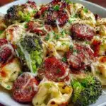 easy cheesy sheet pan broccoli tortellini - featured image