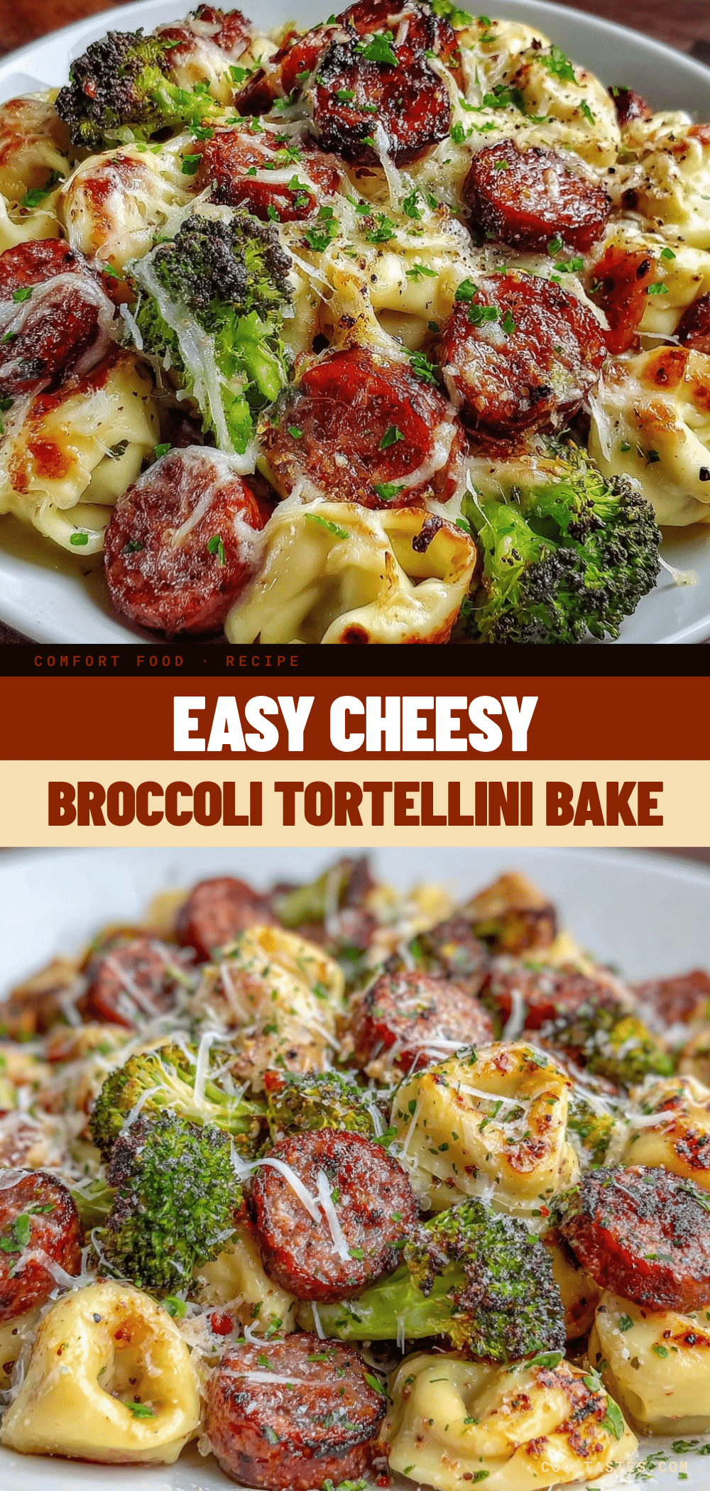 easy cheesy sheet pan broccoli tortellini recipe