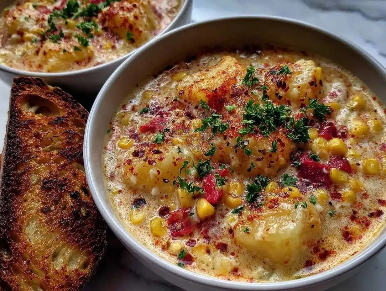 easy potato corn chowder soup preparation steps