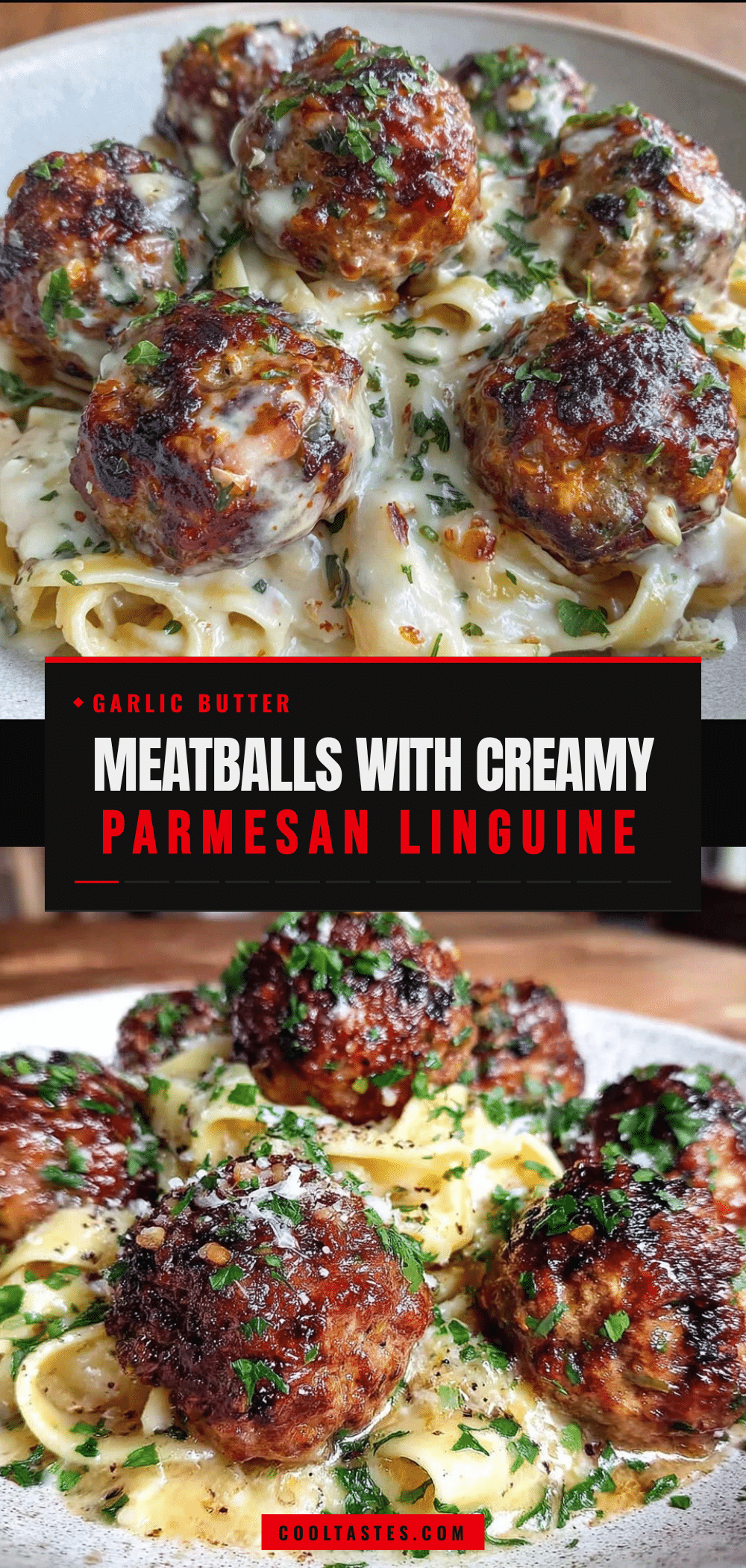 garlic butter meatballs with parmesan pasta recipe