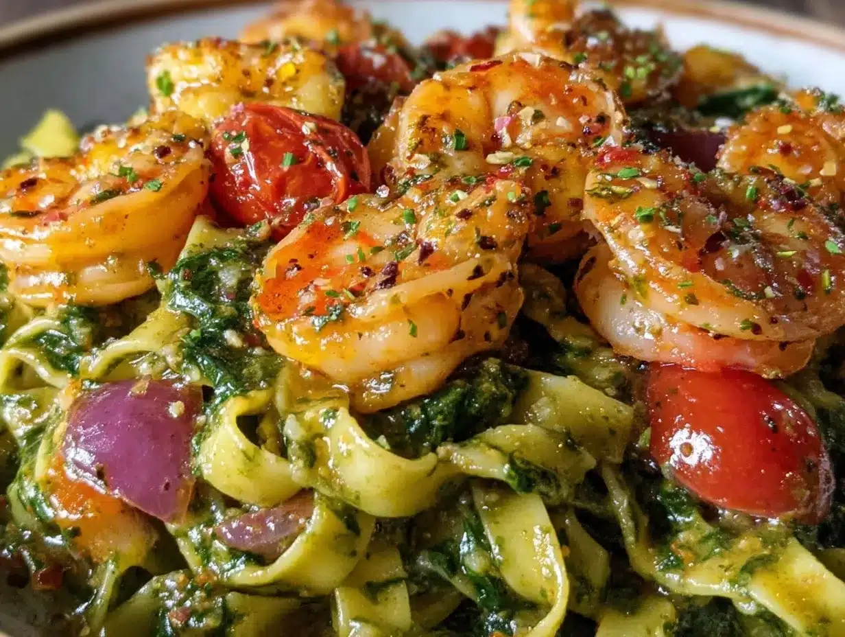 garlic butter spinach shrimp pasta preparation steps