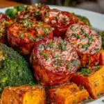 honey garlic sheet pan sausage dinner - featured image