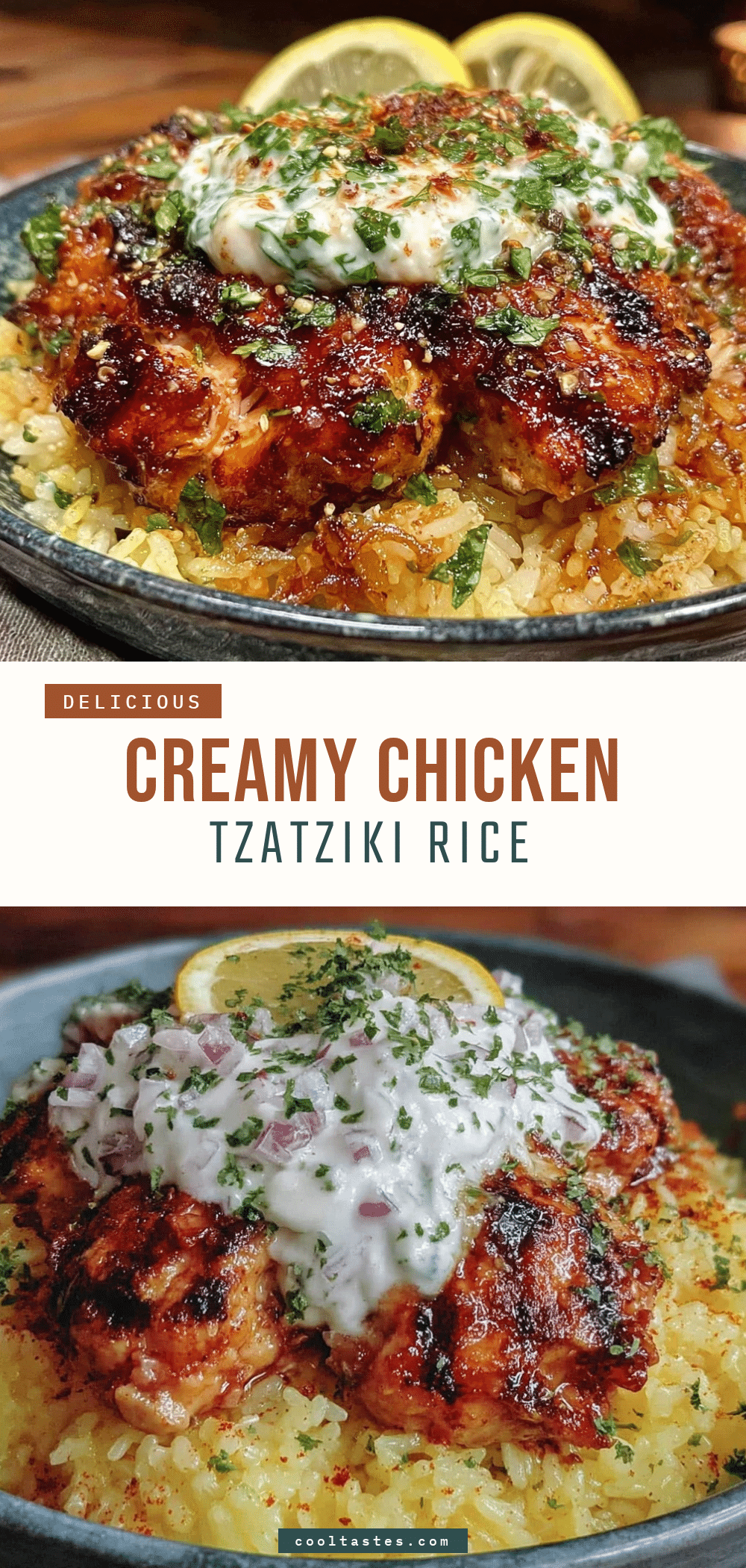 juicy chicken tzatziki rice bowl recipe
