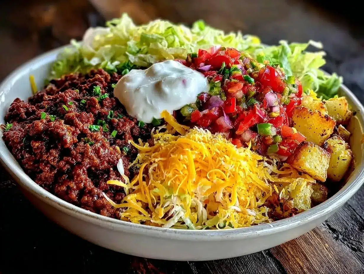 loaded potato taco bowl preparation steps