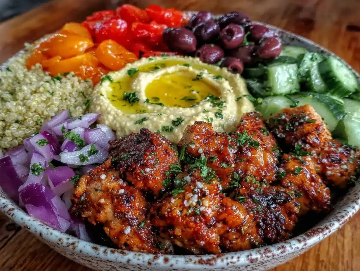 Mediterranean chicken bowl preparation steps