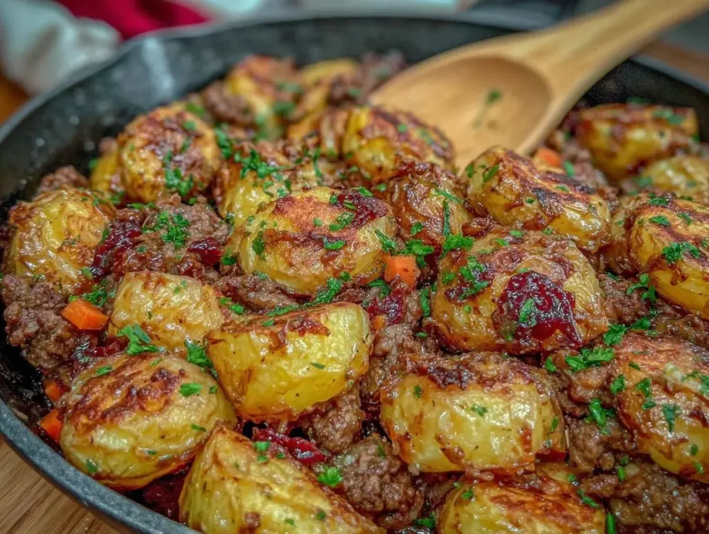 one-skillet ground beef and potatoes recipe - featured image