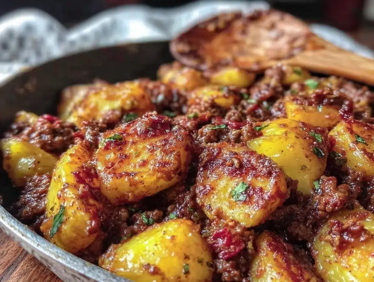 one-skillet ground beef and potatoes recipe preparation steps