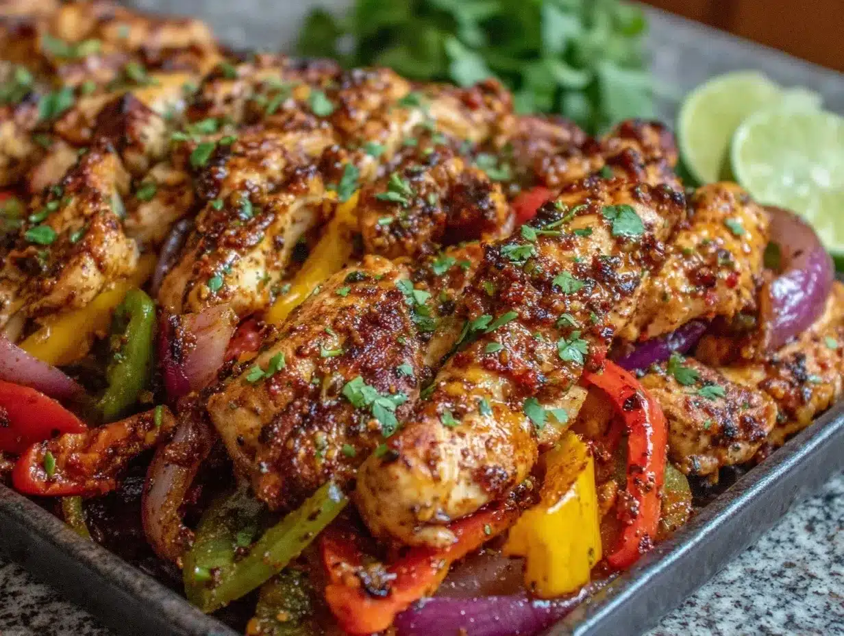 sheet pan chicken fajitas preparation steps