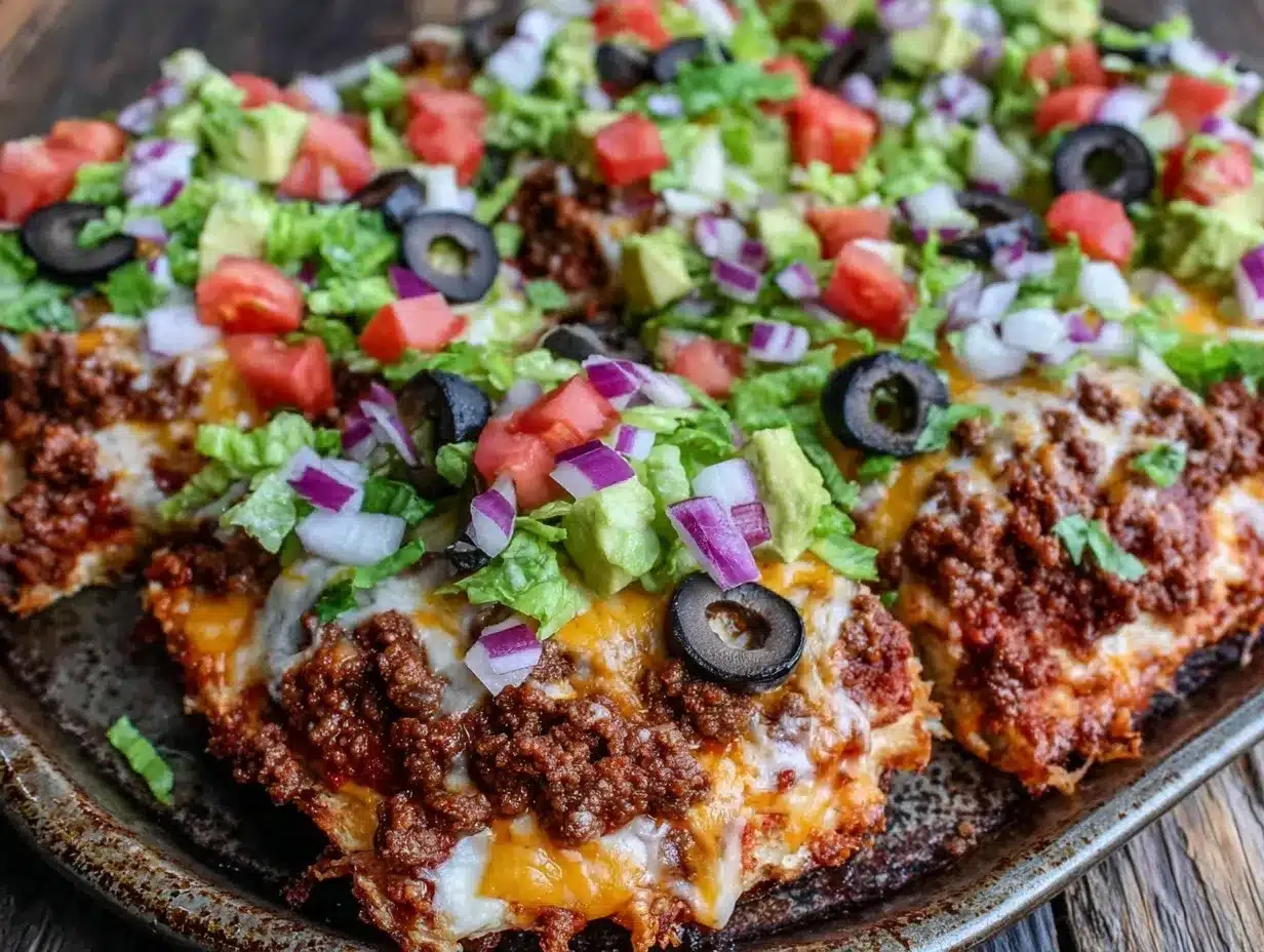 sheet pan taco pizza preparation steps