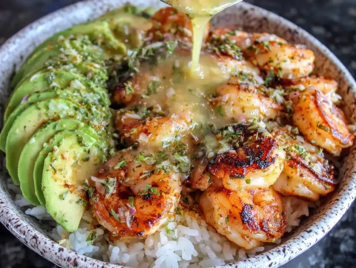 shrimp avocado rice bowl preparation steps